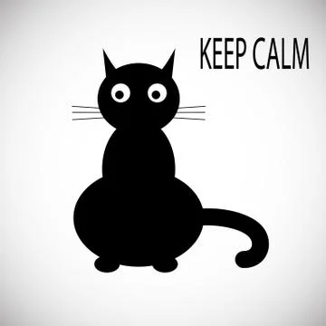 Black cat icon flat style. Isolated on white background Stock Illustration
