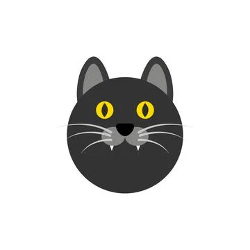 Black cat. Icon. Simple style. Vector illustration isolated on white backgrou Stock Illustration