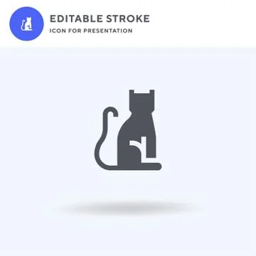 Black Cat icon vector, filled flat sign, solid pictogram isolated on white, logo Stock Illustration