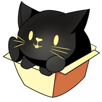 Black cat inside box , fun cat Stock Illustration