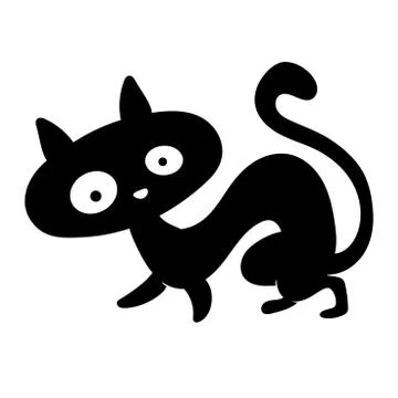 Black cat Isolated on white background Stock Illustration