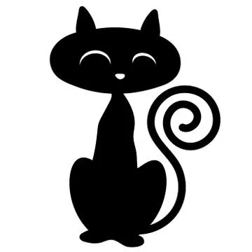 Black cat Isolated on white background Stock Illustration