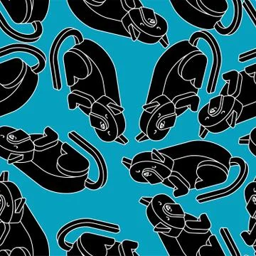 Black cat Isometrics pattern. Home pet 3d background. Vector illustration Stock Illustration