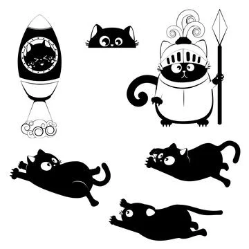Black cat life Stock Illustration