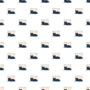 Black cat lying on laptop surface seamless pattern Stock Illustration