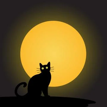 Black cat with the moon,halloween background Stock Illustration