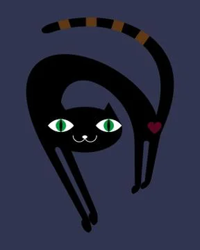 Black cat in the night Illustrazione stock