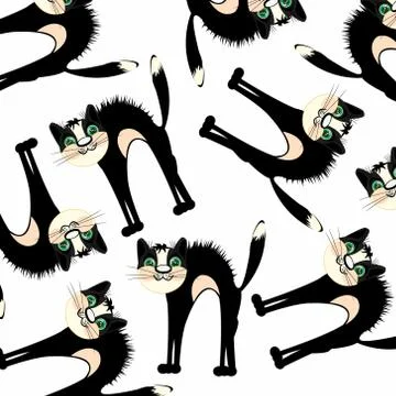 Black cat pattern Ilustración de archivo