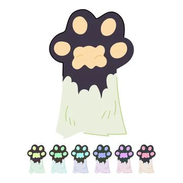 Black cat paw vector cartoon graphic Stock Illustration
