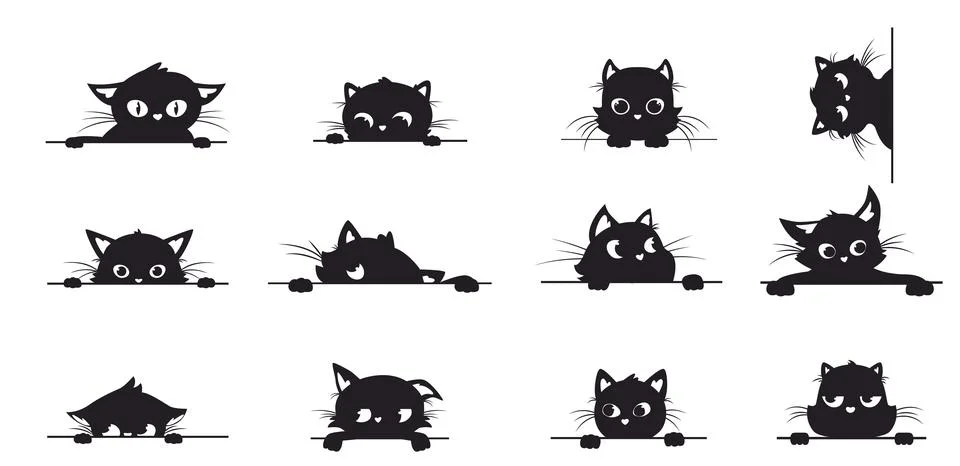 Black Cat Silhouette Vector Feline Animal Icon Stock Vector