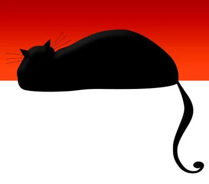 Black cat on red Stock-Illustration