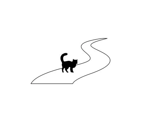 Black cat on the road Stock Illustration