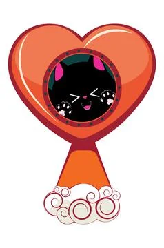 Black cat in a rocket heart Stock Illustration