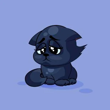 Black cat sad Stock Illustration