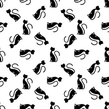 Black cat seamless Stock Illustration