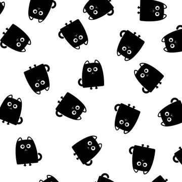 Black cat seamless pattern background. Vector. Illustrazione stock