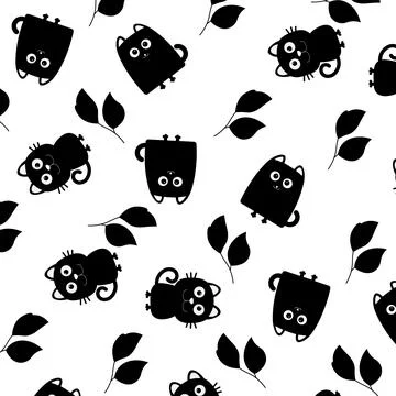 Black cat seamless pattern background. Vector. Stockillustratie