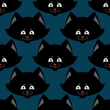 Black Cat seamless pattern. pet ornament. Animal Texture for childrens cloth Stock Illustration