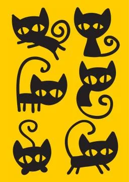 Black cat set Stock Illustration