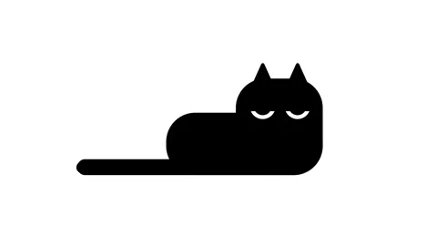Black Cat Silhouette Lying Down Minimal Flat Icon Illustration Stock Footage 336837179