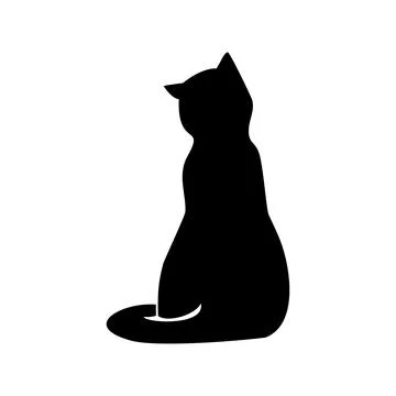 The black cat is sitting Stock Illustration