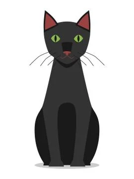 Black cat sitting, isolated Stock Illustration