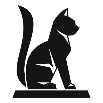 Black cat sitting side view geometric silhouette icon Stock Illustration