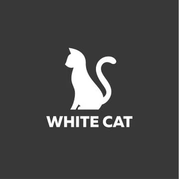 Black cat sitting on a white background Logo Design in modern minimalist Stock Illustration