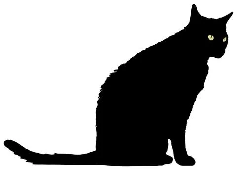 Black cat standing Illustrazione stock