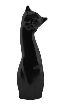 Black cat statuette isolated on white background Stock Illustration