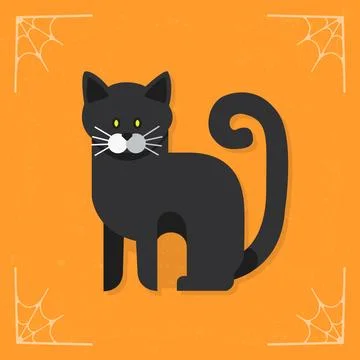 Black cat vector halloween icon Stock Illustration