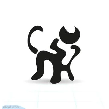 Black Cat vector Logo. Laconic Symbol for Icons, Logos, Badges and Emblems. Stock Illustration