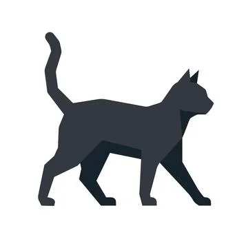 Black Cat Walking Geometric Vector Illustration on white background isolated Stock Illustration