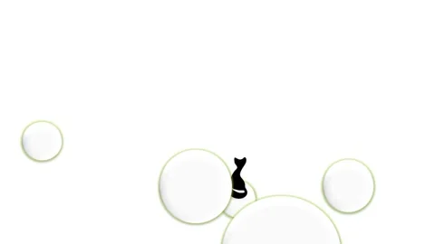 Black cat on white bubbles,cartoon Stockbeeldmateriaal 132489603