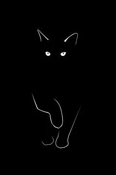 Black Cat with White Lines as a Vector Without Body Stock Illustration
