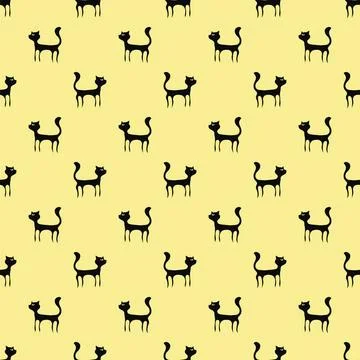 Black Cats Seamless Pattern Black Cats Seamless Pattern. Animal Pets Silho... Stock Photos