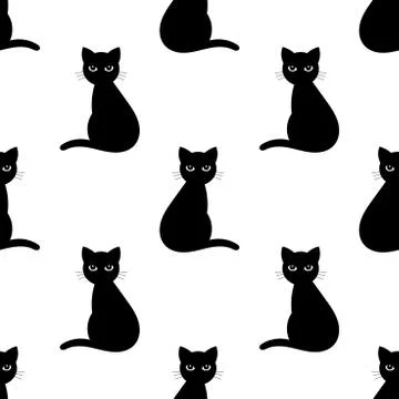 Black cats seamless pattern. Vector illustration Stock Illustration