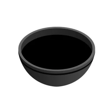Black cauldron cast-iron empty cooking pot, camping boiler, without handle Stock Illustration