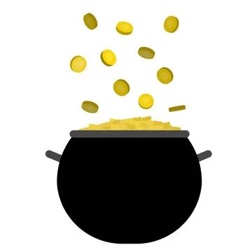 Black cauldron with money Stock Illustration