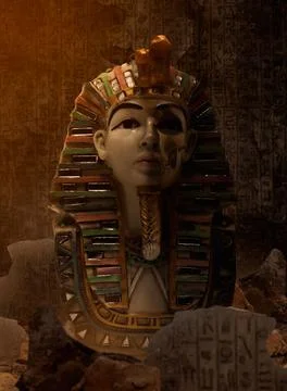 Black cave pharaoh statue. Stock Photos