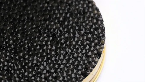 Black Caviar rotated background. High quality real natural sturgeon black caviar Stock Footage 117735738