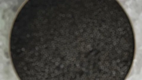 Black caviar in a tin can jar on crushed ice in 4K. Video stock 149606014