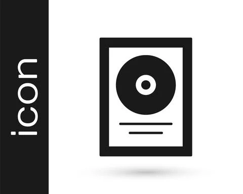 Black CD disk award in frame icon isolated on white background. Modern ceremony Stock Illustration