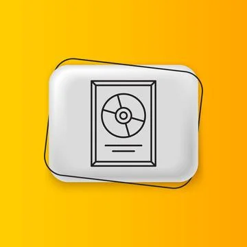 Black CD disk award in frame icon isolated on yellow background. Modern cer.. Stock Illustration