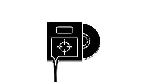 Black CD or DVD disk in box icon isolated on white background. Compact disc sign Stock-Footage 233816622