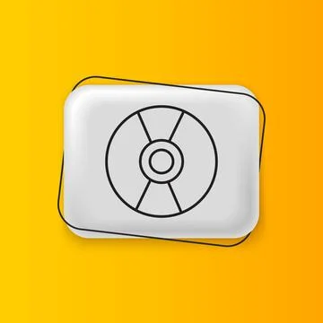 Black CD or DVD disk icon isolated on yellow background. Compact disc sign... Stock Illustration