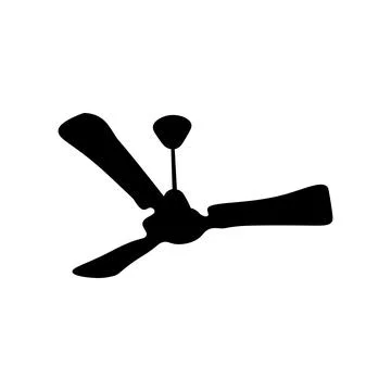Black ceiling fan icon with three blades Stock Illustration