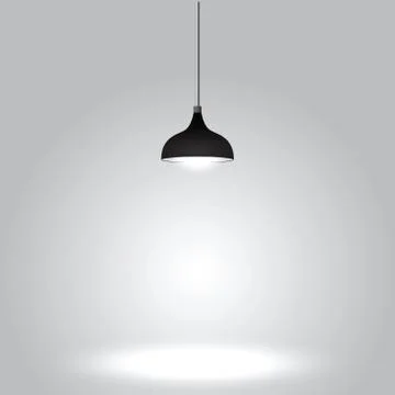 Black ceiling lamp on gray background Stock Illustration