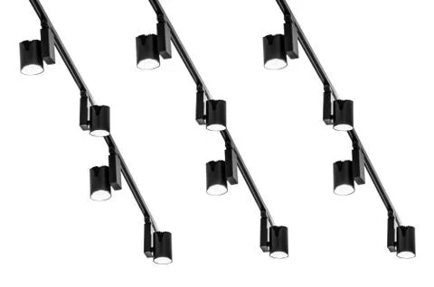 Black ceiling lights. Isolate. Stock Photos