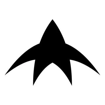 Black celestial star blade silhouette with curved fins and sharp central poin Stock Illustration